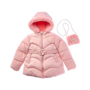 Rothschild Girls Mermaid Quilted Coat & Purse Set, Pink